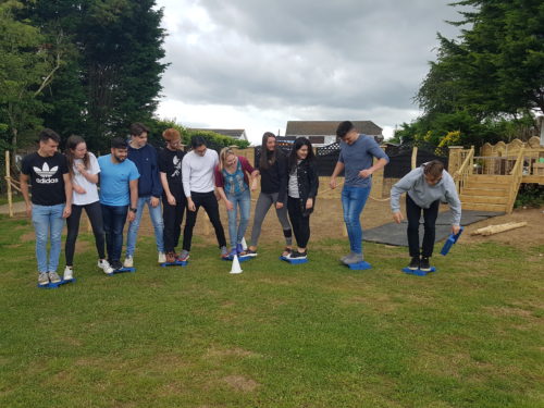 College students working together as a team in Dorset