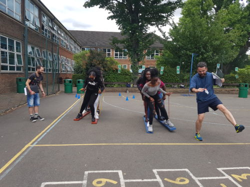 Sixth Form having fun team building in Manchester