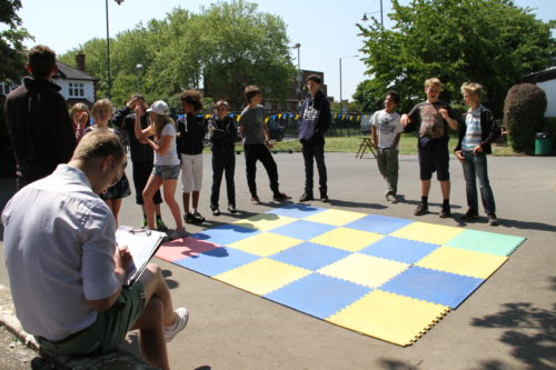 School team building on site with Year 7 in Warwickshire