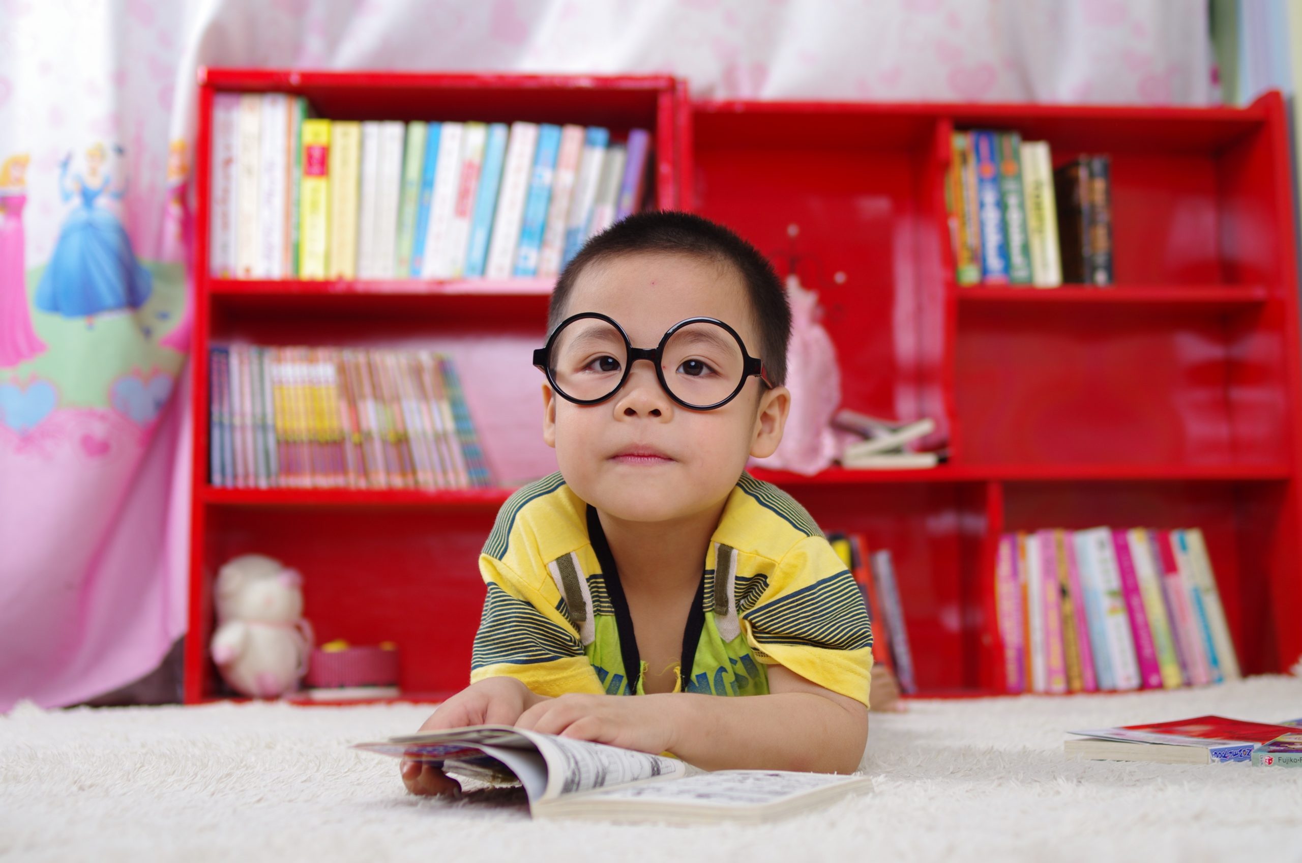 Young boy with open book